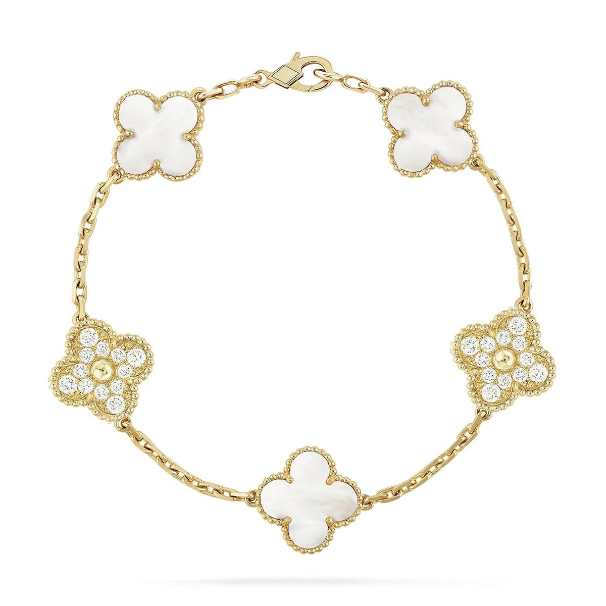 [Dream ]New CLOVER WHITE PEARL MOP 5 MOTIF BRACELET COLLECTION
