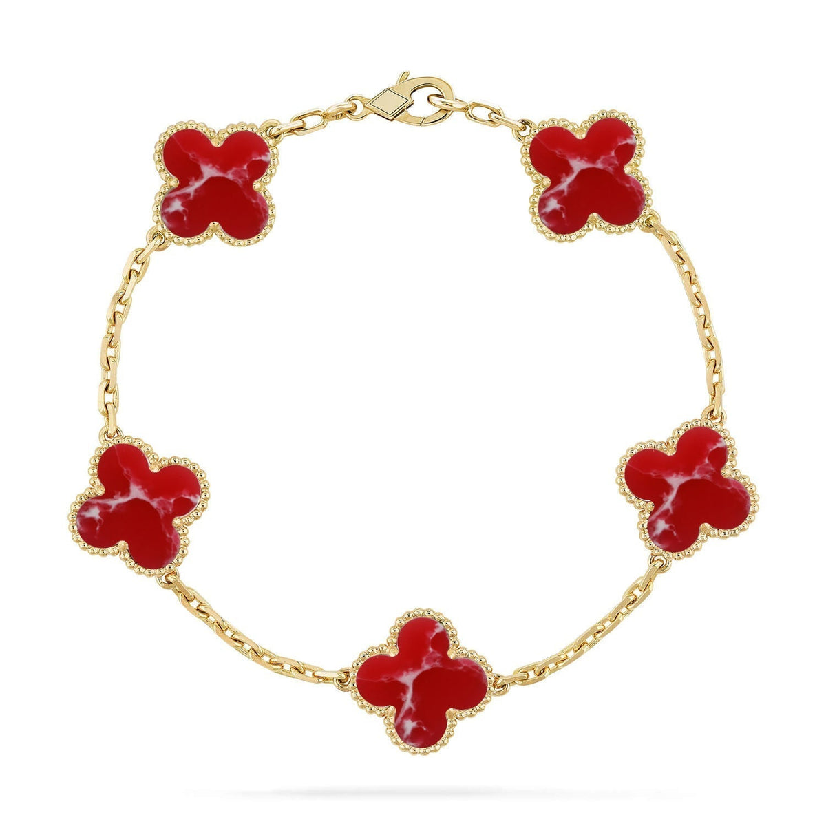[Dream ]New CLOVER 5 MOTIF RED PATTERN BRACELET COLLECTION