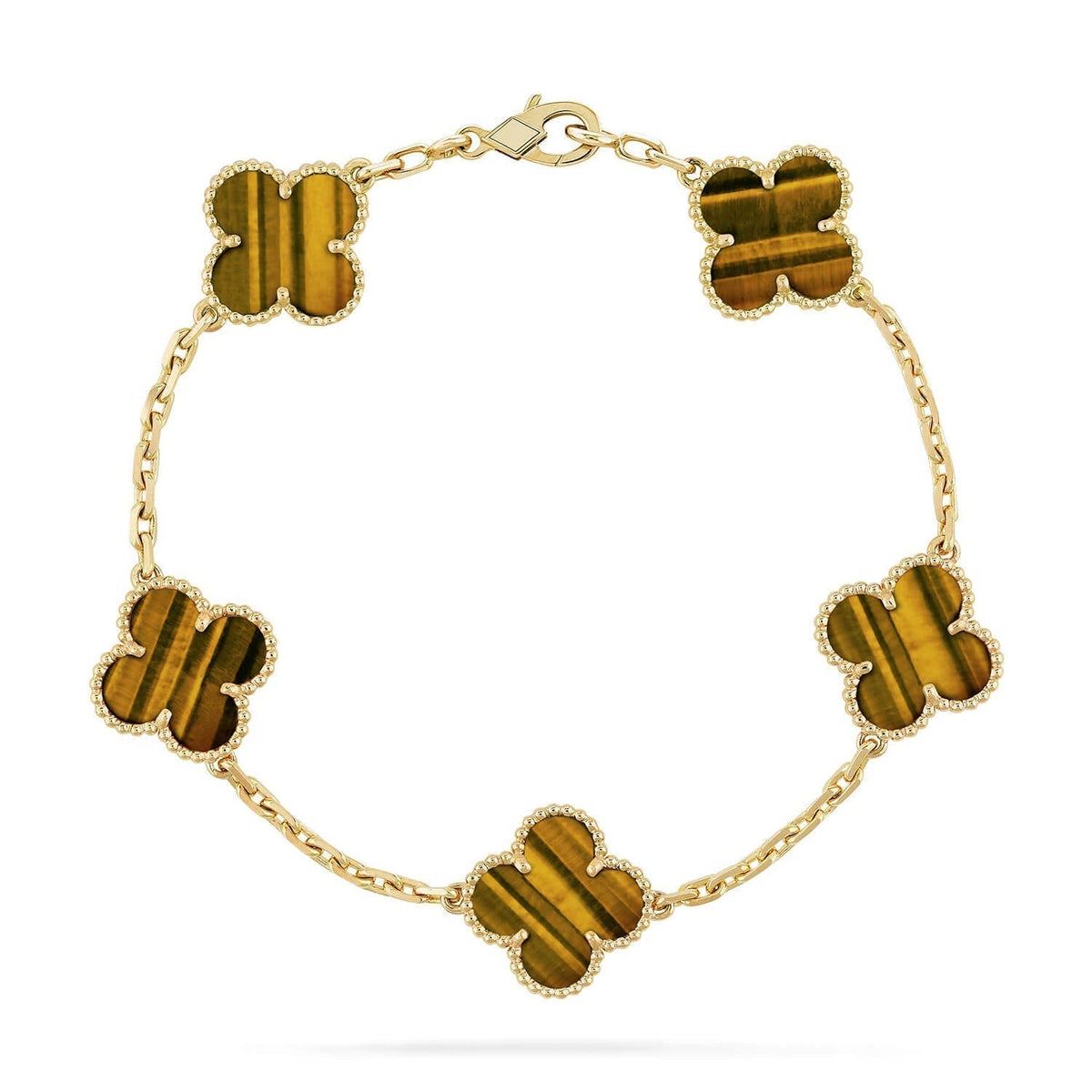 [Dream ]New  CLOVER 5 MOTIFS TIGER EYE BRACELET COLLECTION
