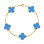 [Dream ]Neue CLOVER 5 MOTIF BLAUER ACHAT ARMBAND KOLLEKTION