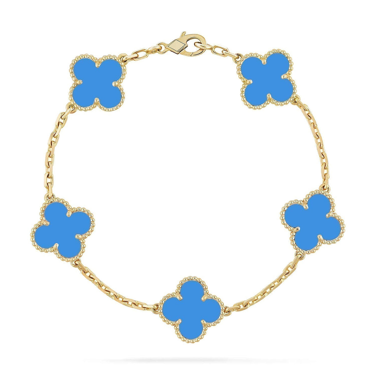 [Dream ]New CLOVER 5 MOTIF BLUE AGATE BRACELET COLLECTION