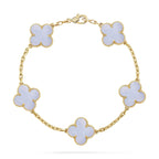 {
  "Dream ": "NEUE CLOVER 5-MOTIV ARMBAND-KOLLEKTION AUS LILA CHALCEDON"
}