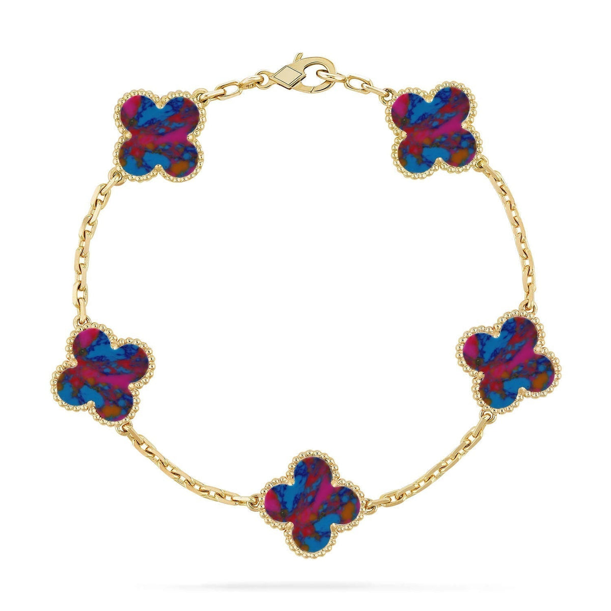 [Dream ]New CLOVER 5 MOTIF COLOR GEMSTONES BRACELET COLLECTION