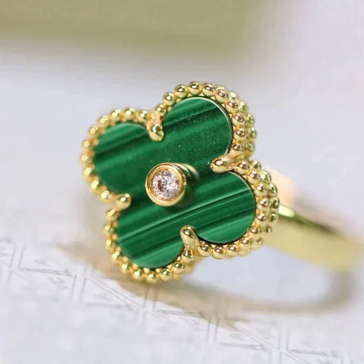 Dream CLOVER MALACHITE RING GOLD DIAMOND