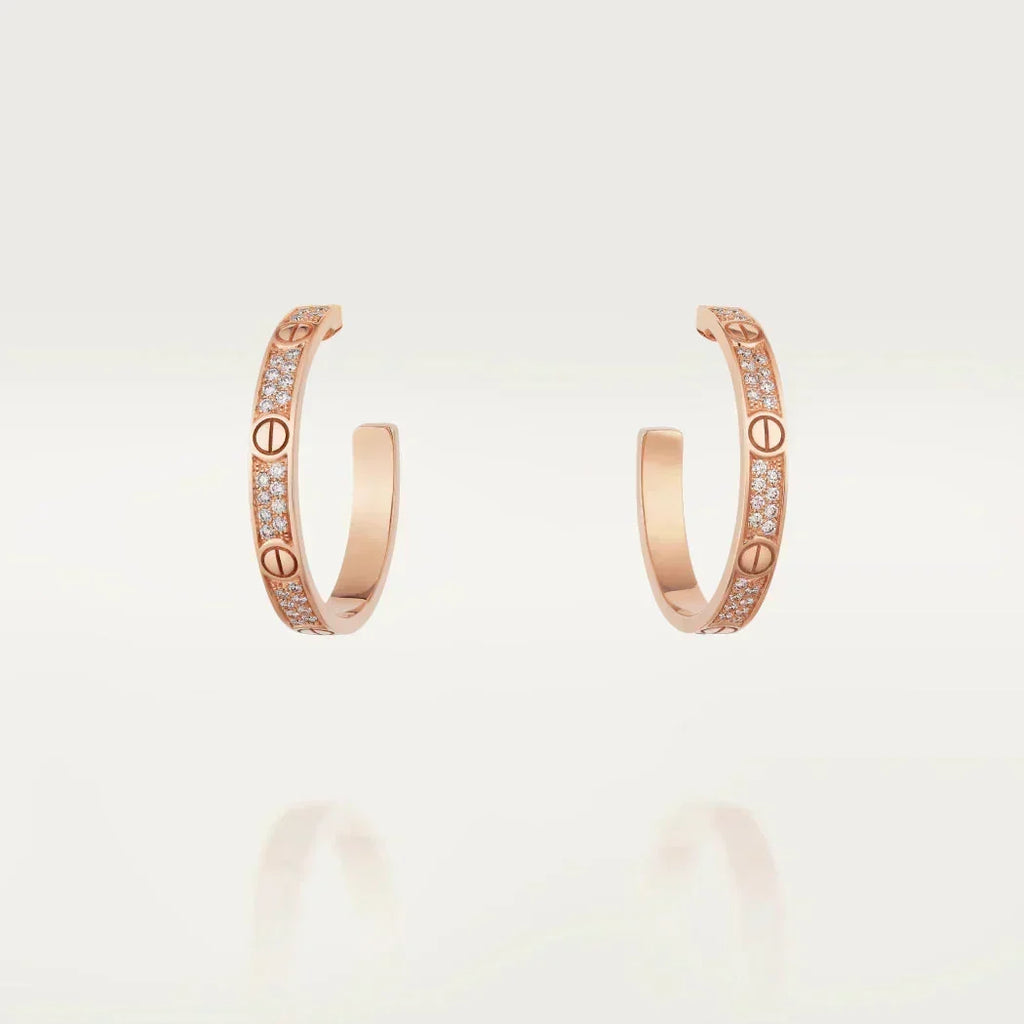 Dream LOVE DIAMOND PINK GOLD HOOP EARRINGS