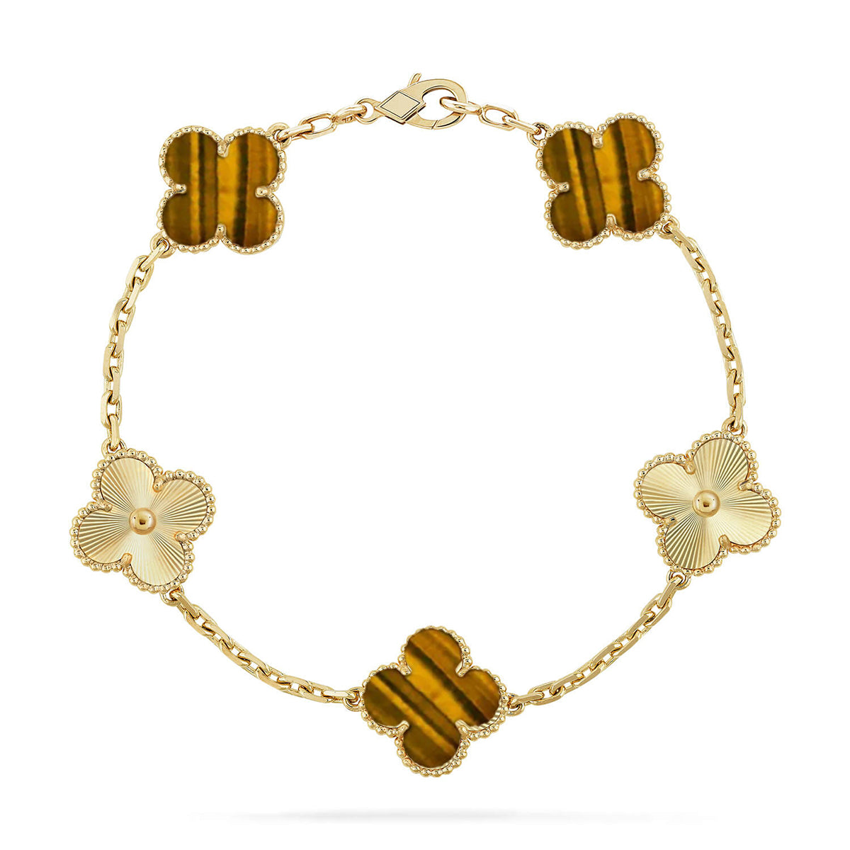 [Dream ]New  CLOVER 5 MOTIFS TIGER EYE BRACELET COLLECTION