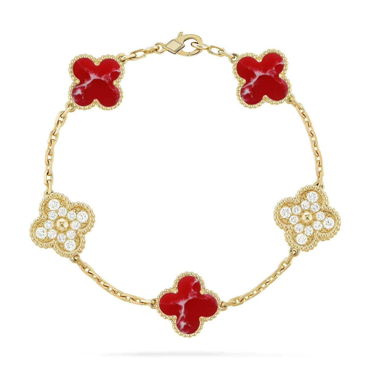 [Dream ]New CLOVER 5 MOTIF RED PATTERN BRACELET COLLECTION