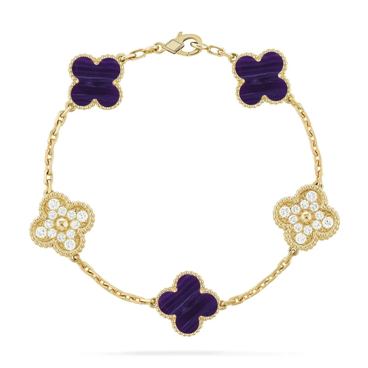 [Dream ]New CLOVER 5 MOTIF PURPLE STRIPES BRACELET COLLECTION