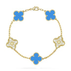 [Dream ]Neue CLOVER 5 MOTIF BLAUER ACHAT ARMBAND KOLLEKTION