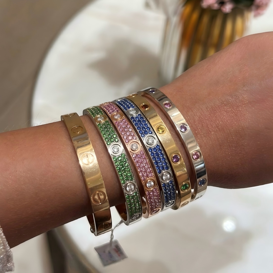 [Dream ] 2026 PAVE GEMSTONE LOVE BRACELET 6.1MM 10 DIAMONDS