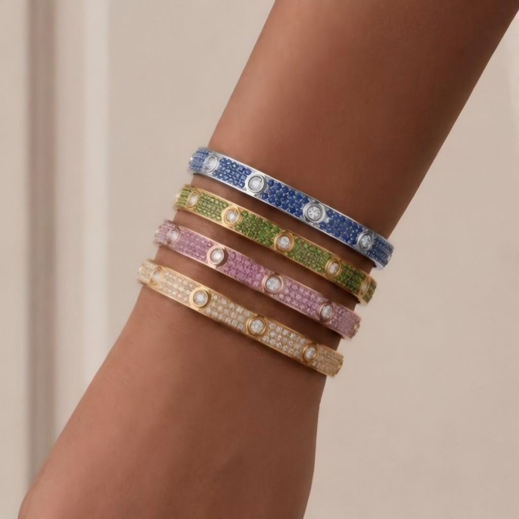 [Dream ] 2026 PAVE GEMSTONE LOVE BRACELET 6.1MM 10 DIAMONDS