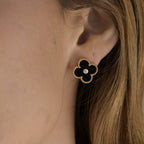 Dream CLOVER MEDIUM 1 MOTIFS ONYX DIAMOND EARRINGS