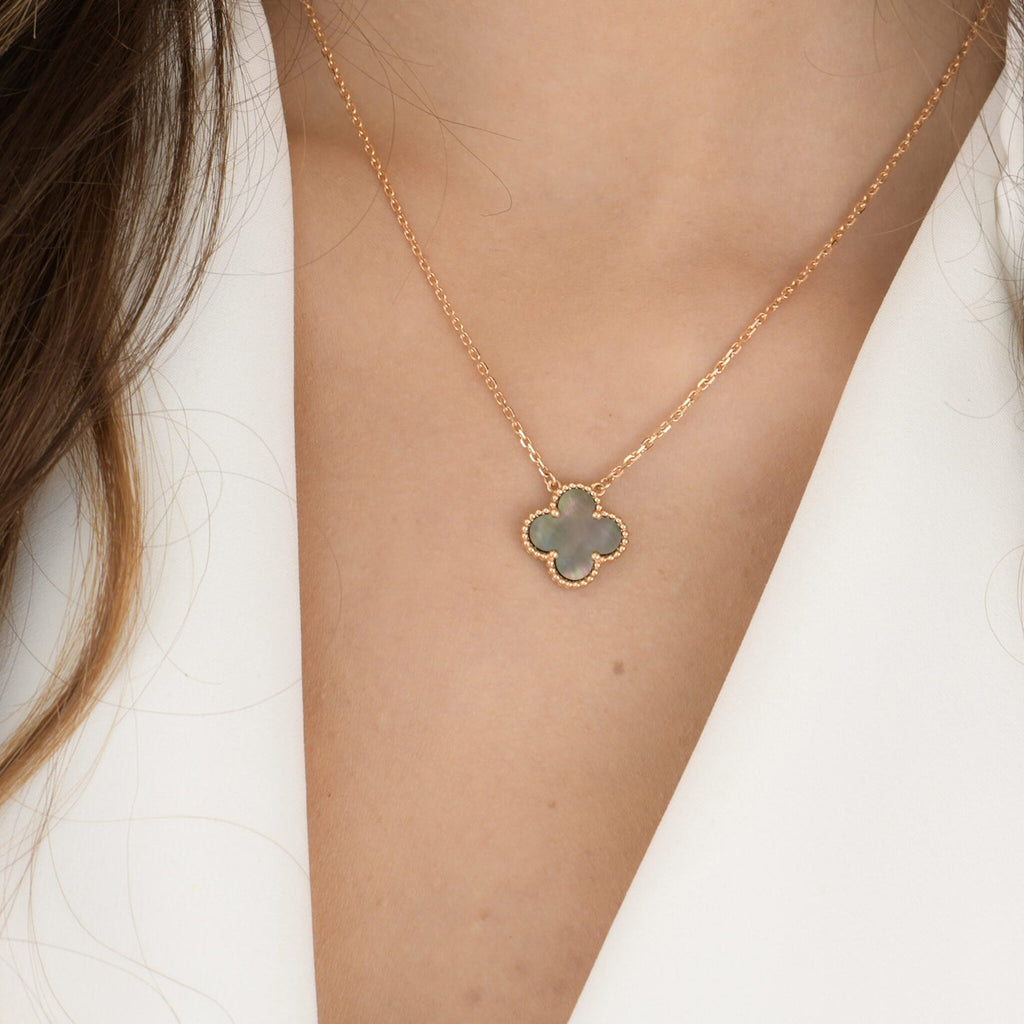 Dream CLOVER 15MM  GRAY MOTHER OF PEARL NECKLACE