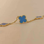 [Dream ]Neue CLOVER 5 MOTIF BLAUER ACHAT ARMBAND KOLLEKTION