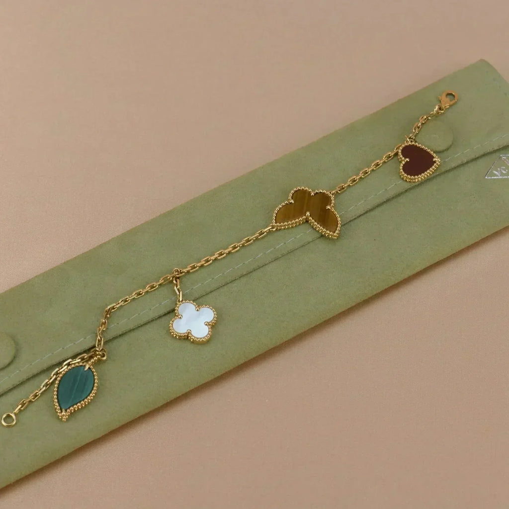 Traumhaftes LUCKY SPRING Armband mit 5 Motiven in Gold