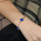 [Dream ]Neue CLOVER 5 MOTIF BLAUER ACHAT ARMBAND KOLLEKTION