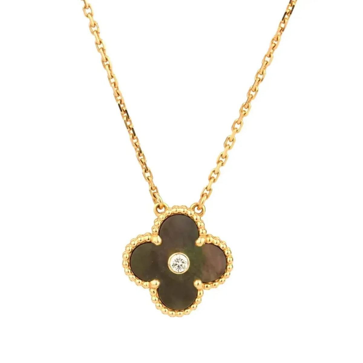 Dream CLOVER 15MM DIAMOND UND GRAUE PERLMUTTKETTE