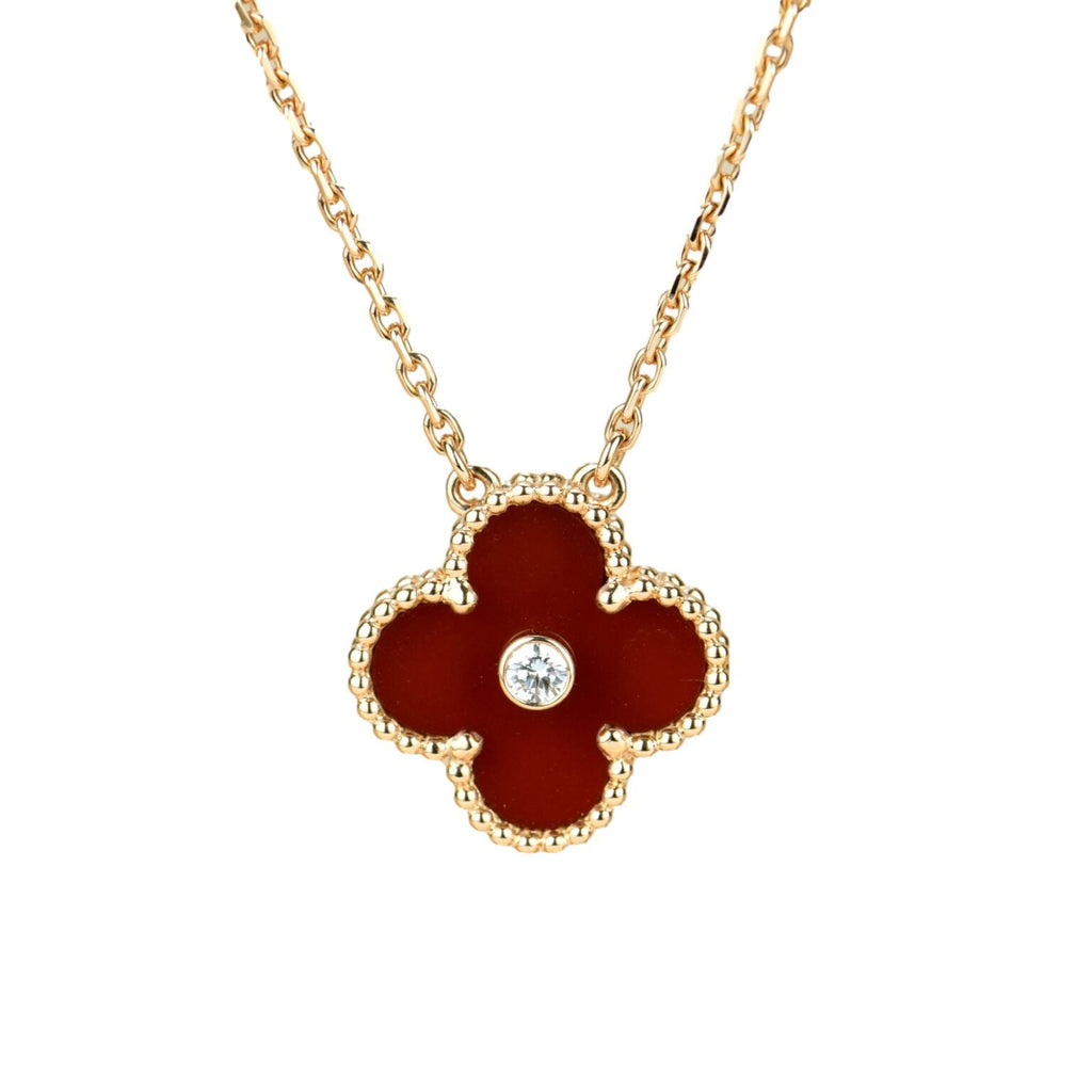 Dream CLOVER 15MM DIAMOND KARNEOL HALSKETTE