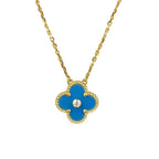 Dream CLOVER 15MM DIAMOND UND BLAUER ACHAT HALSKETTE
