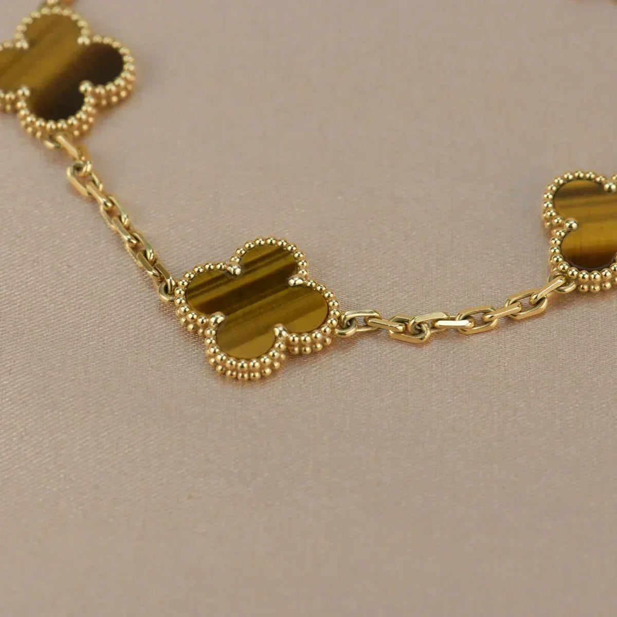 [Dream ]New  CLOVER 5 MOTIFS TIGER EYE BRACELET COLLECTION