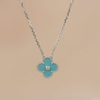 Dream CLOVER 15MM DIAMOND SVRES PORCELAIN  NECKLACE SILVER