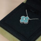 Dream CLOVER 15MM DIAMOND SVRES PORCELAIN  NECKLACE SILVER