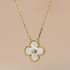 Dream CLOVER 15MM DIAMANT GOLD PERLMUTT HALSKETTE