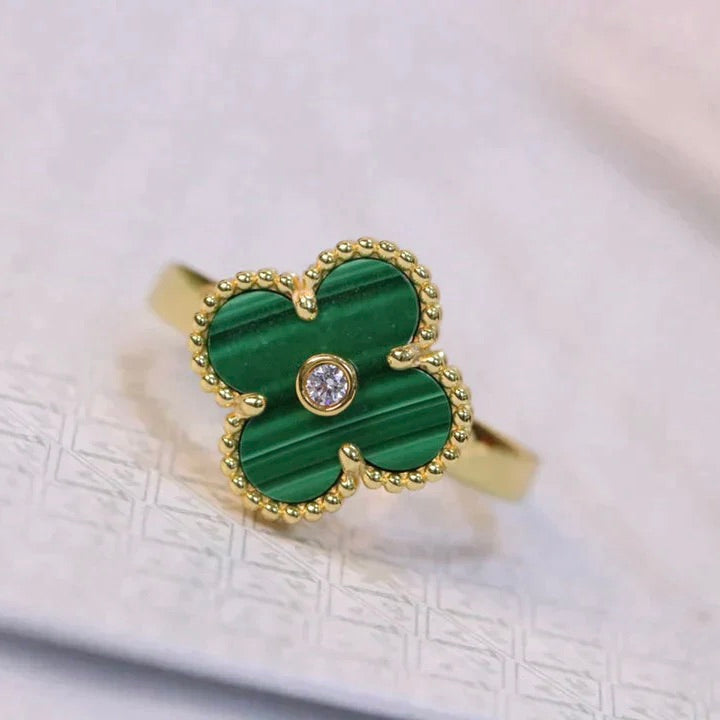 Dream CLOVER MALACHITE RING GOLD DIAMOND