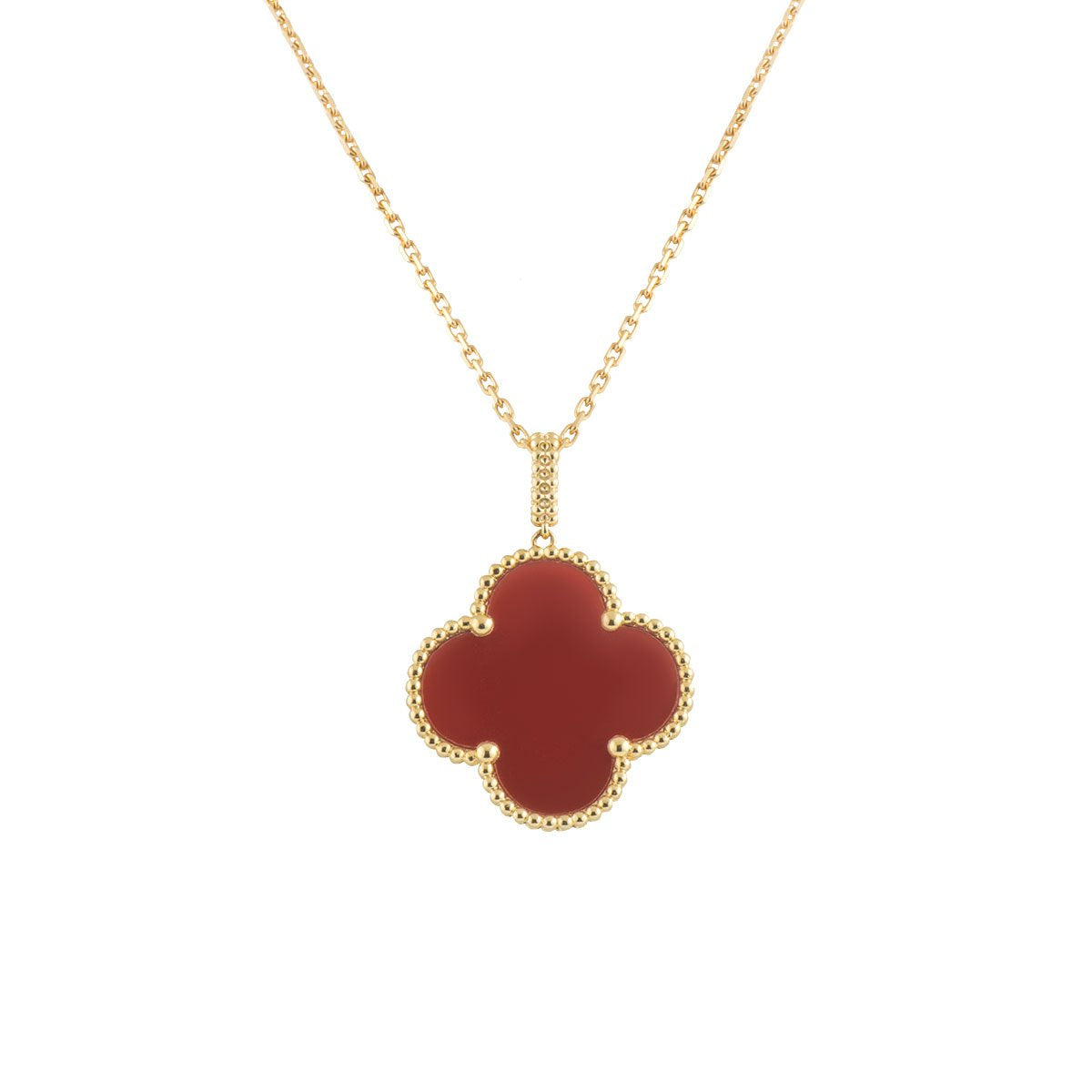 Dream CLOVER 25MM NECKLACE GOLD CARNELIAN
