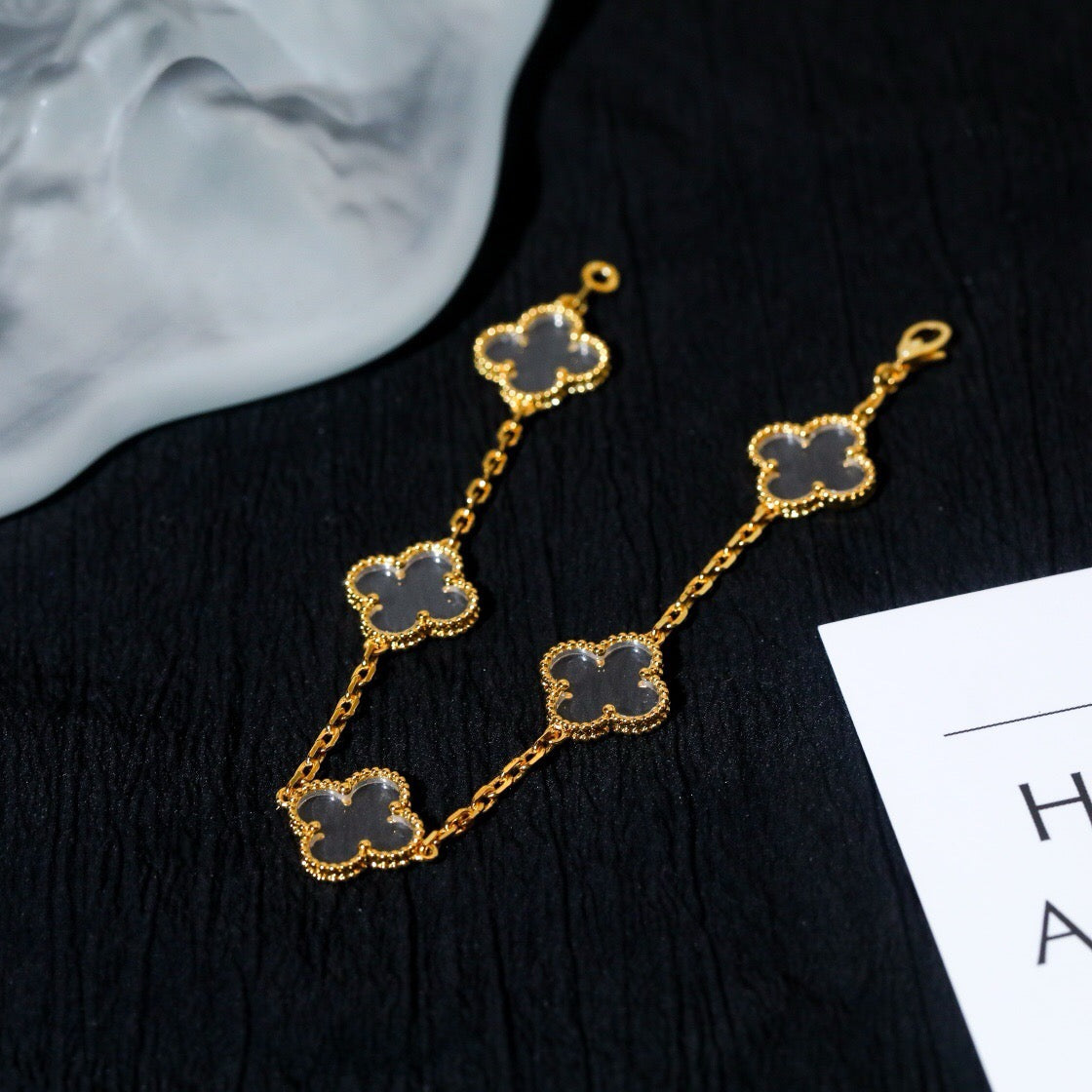 [Dream ]New CLOVER 5 MOTIF ROCK CRYSTAL BRACELET