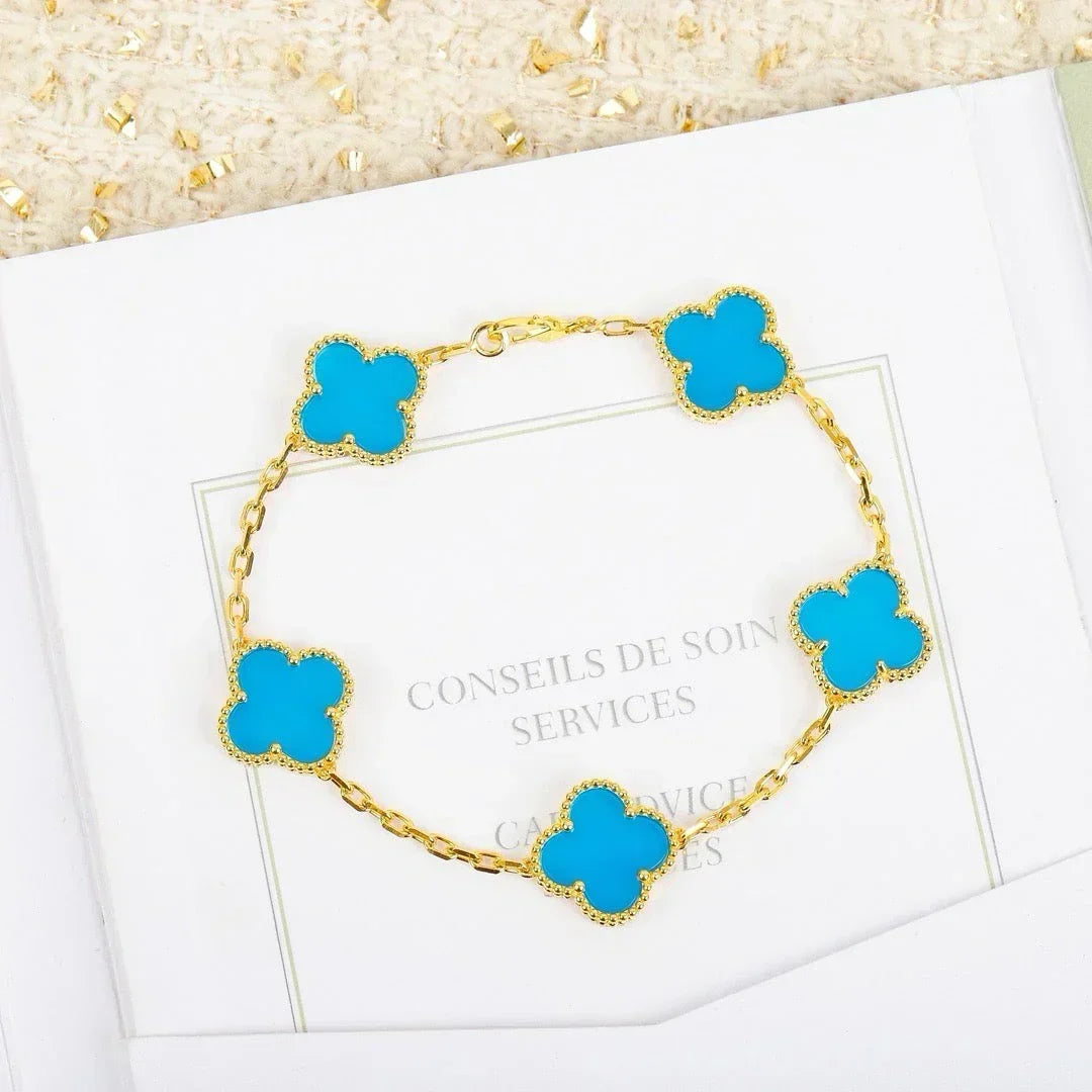 [Dream ]New  CLOVER 5 MOTIF TURQUOISE BRACELET COLLECTION