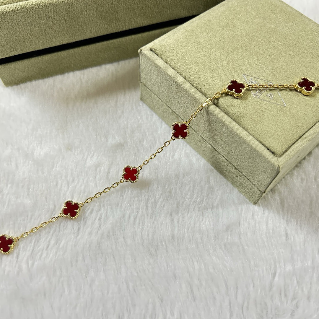 [Dream ]CLOVER 6 MOTIF RED AGATE BRACELET