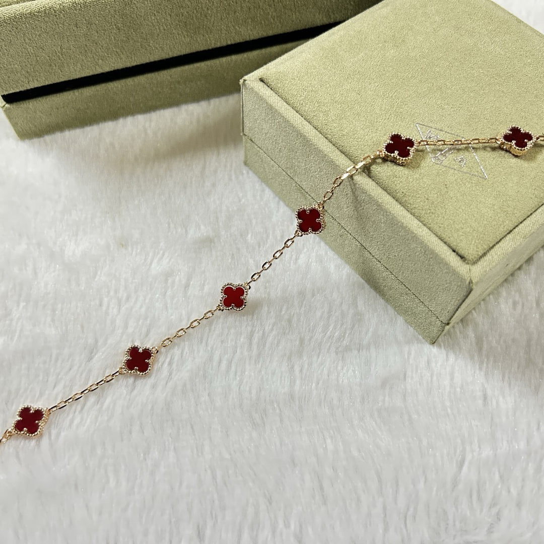 [Dream ]CLOVER 6 MOTIF RED AGATE BRACELET