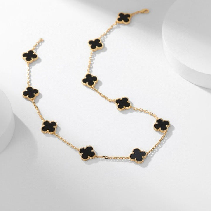 Dream CLOVER 10 MOTIFS ONYX NECKLACE