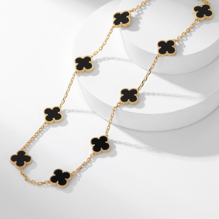 Dream CLOVER 10 MOTIFS ONYX NECKLACE