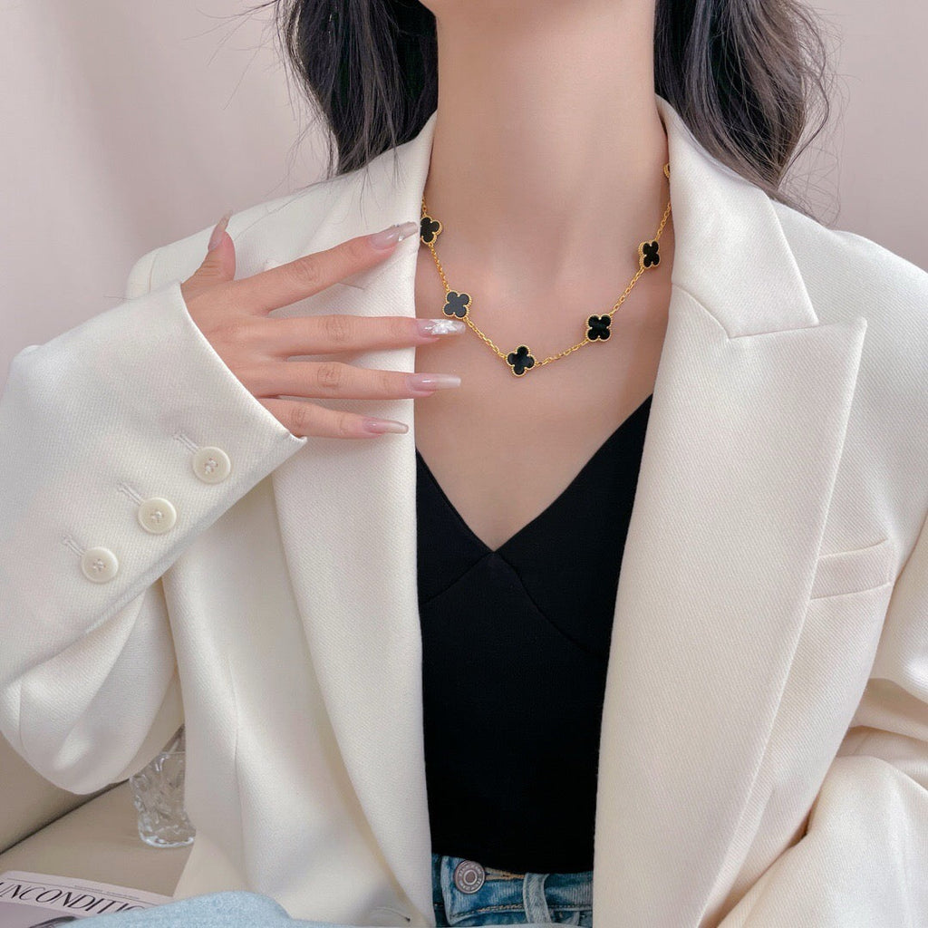 Dream CLOVER 10 MOTIFS ONYX NECKLACE