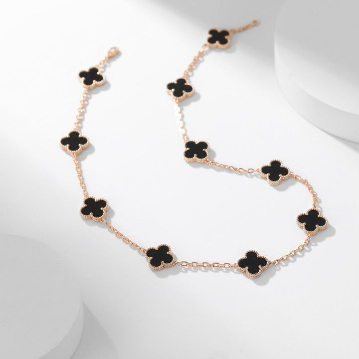 Dream CLOVER 10 MOTIFS ONYX NECKLACE