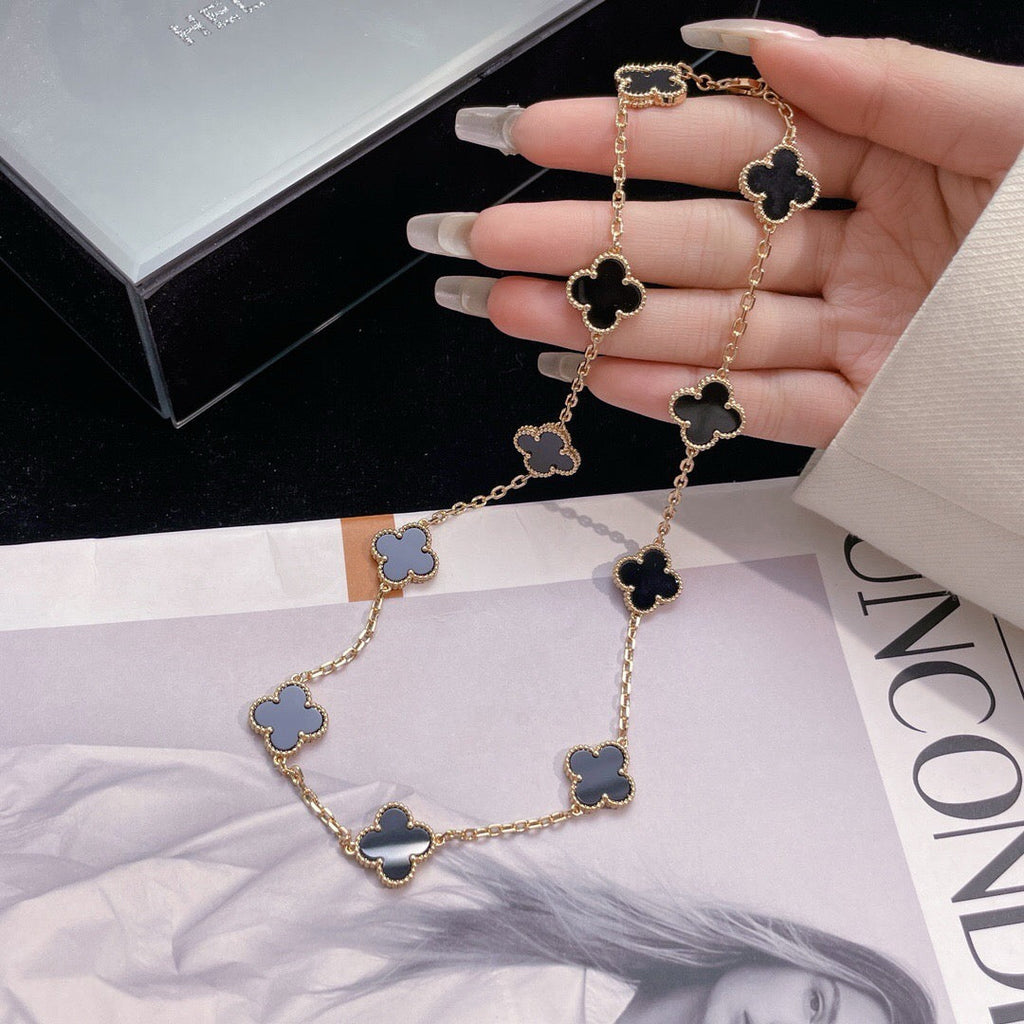 Dream CLOVER 10 MOTIFS ONYX NECKLACE