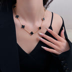 Dream CLOVER 10 MOTIFS ONYX NECKLACE