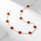 ドリーム クローバー 10モチーフ カーネリアン ネックレス