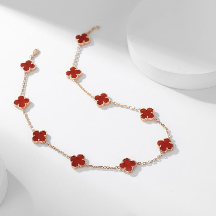 Dream CLOVER 10 MOTIFS CARNELIAN NECKLACE
