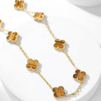 Dream CLOVER 10 MOTIFS TIGER EYE NECKLACE