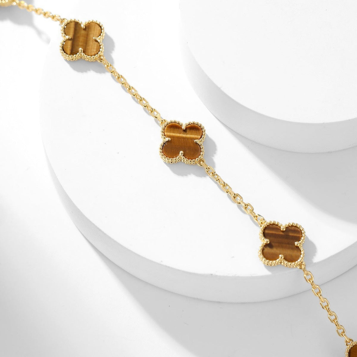Dream CLOVER 10 MOTIFS TIGER EYE NECKLACE