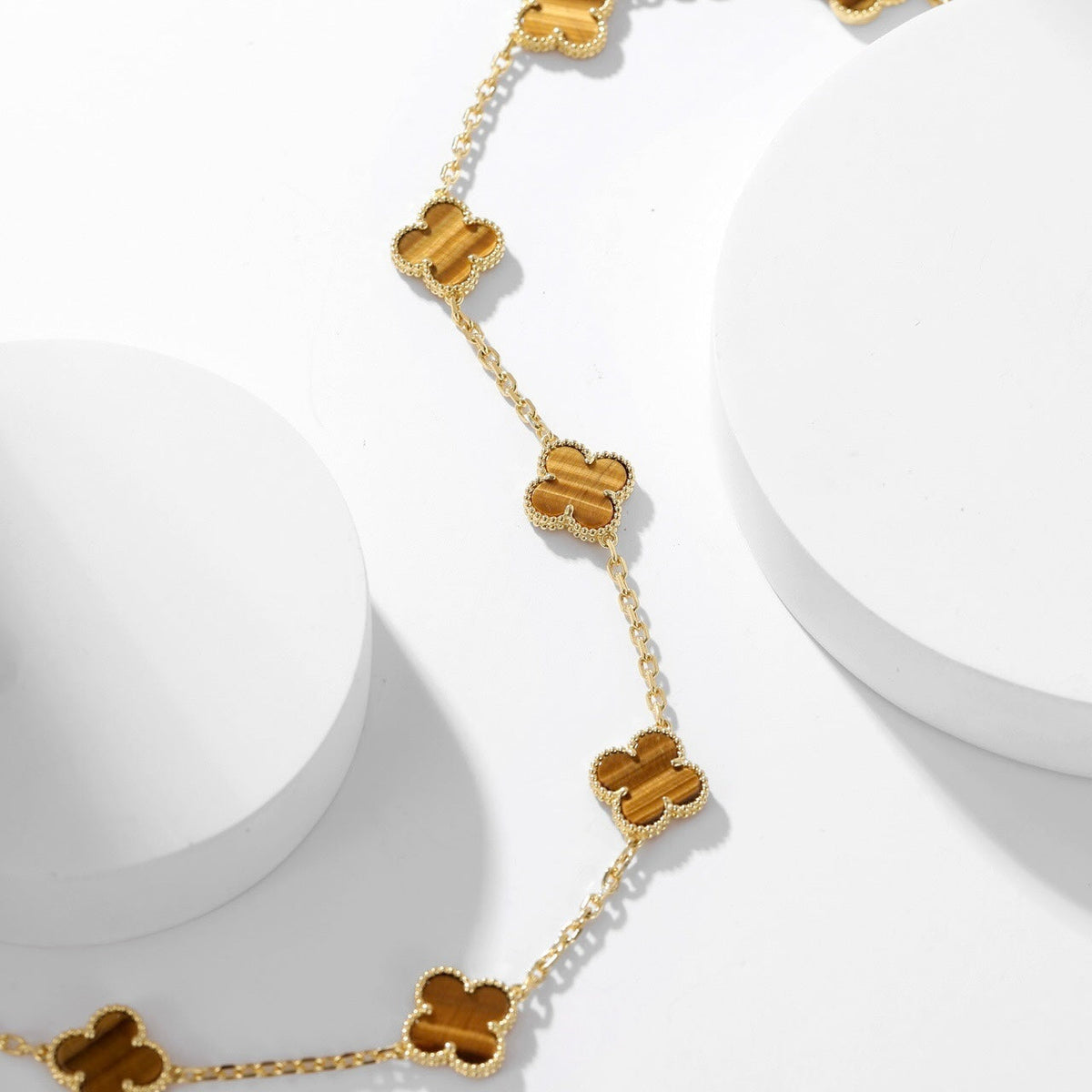 Dream CLOVER 10 MOTIFS TIGER EYE NECKLACE