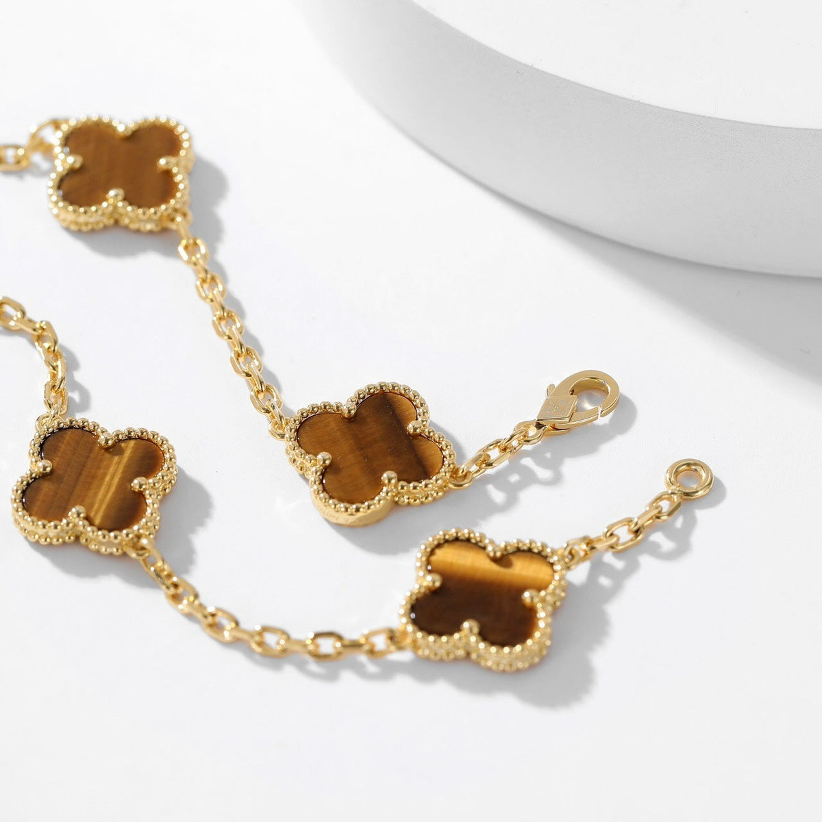 Dream CLOVER 10 MOTIFS TIGER EYE NECKLACE