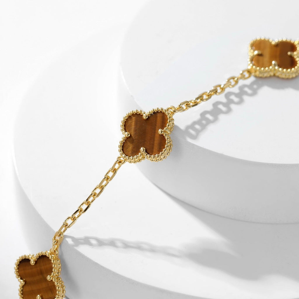Dream CLOVER 10 MOTIFS TIGER EYE NECKLACE