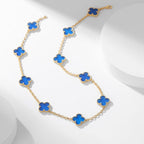 Dream CLOVER 10 MOTIFS BLUE AGATE NECKLACE