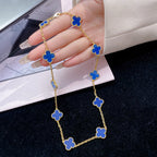 Dream CLOVER 10 MOTIFS BLUE AGATE NECKLACE
