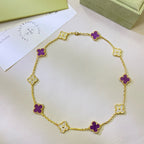 Dream CLOVER 10 MOTIVE PURPUR VIOLETT DIAMANT-HALSKETTE