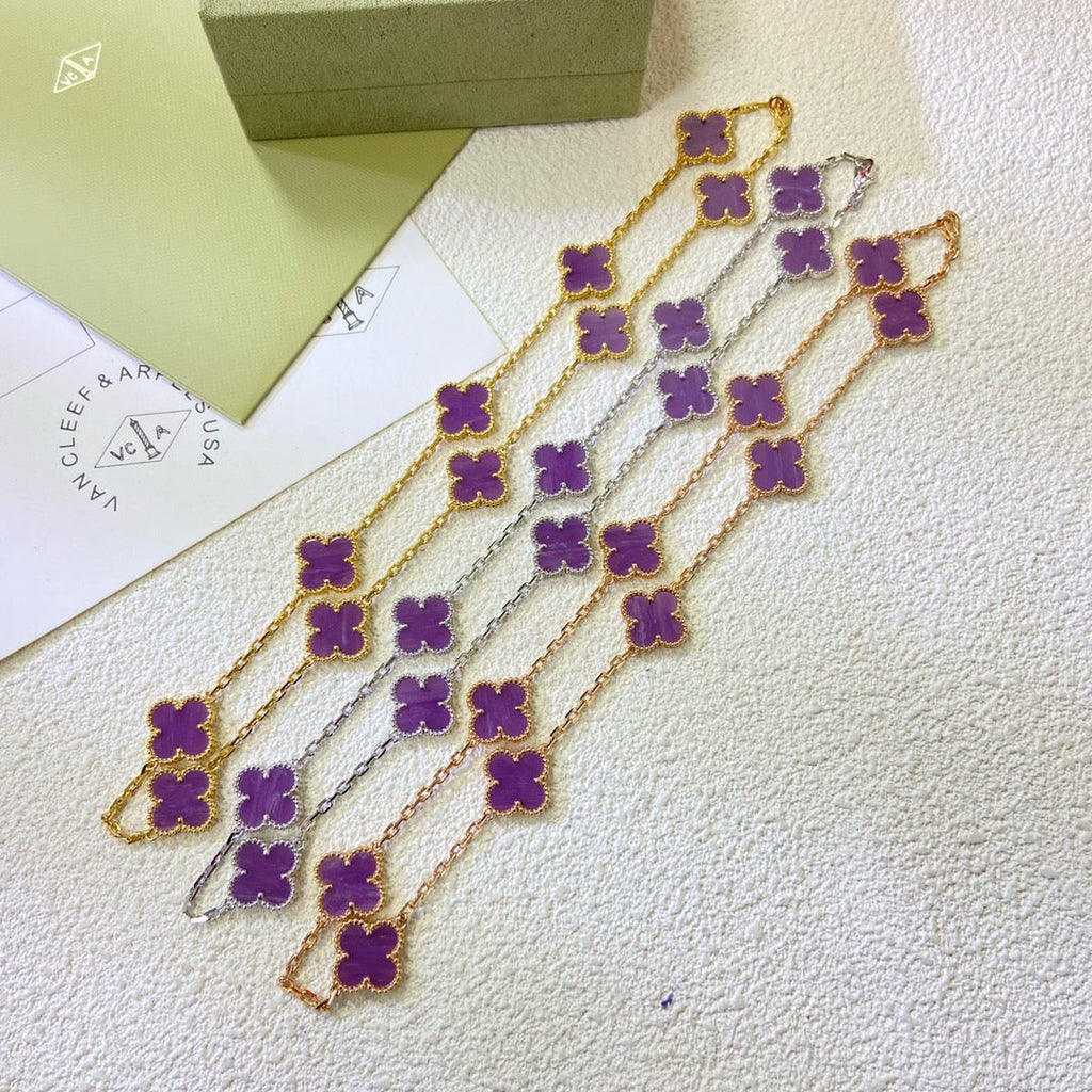 Dream CLOVER 10 MOTIFS  PURPLE VIOLET  NECKLACE